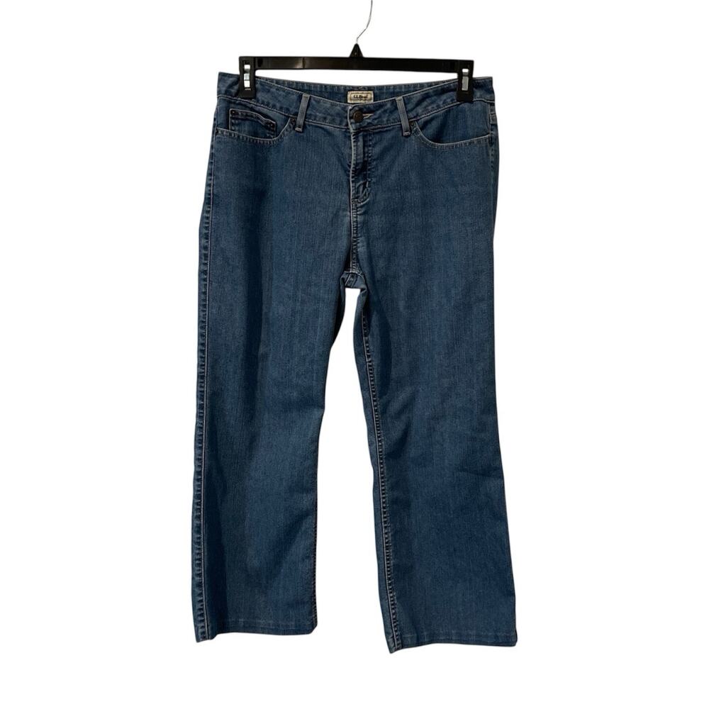 LL Bean Blue Denim Jeans Classic Fit Straight Leg - Women's Size 14 Petite